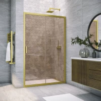 Душевая дверь Vegas Glass ZP Novo h2000 140 03 05 140 см, профиль золотой матовый, стекло бронза