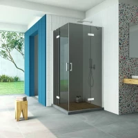 Душевой уголок Vegas Glass AFA Retta 100 01 07 100x100 см, профиль белый, стекло графитовое