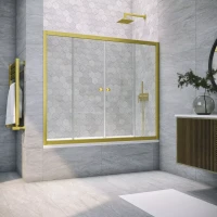 Шторка на ванну Vegas Glass Z2V NOVO 165 03 01 165 см, профиль золотой матовый, стекло прозрачное