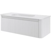 Тумба с раковиной Armadi Art Voi Matt White 782-120-R-MW + 786-120-MW без отв. 122 см, подвесная, белый матовый