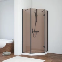 Душевой уголок Vegas Glass AFA-Pen NOVO 120 02М 05 R 120x120 см R, профиль черный матовый, стекло бронза