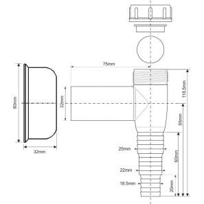Изображение товара сифон для подключения слива бытовой техники mcalpine wmv-32wh