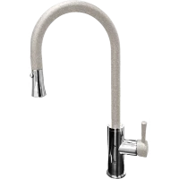 Смеситель для кухни GranFest 7652 с выдвижным изливом, серый