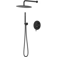 Душевой комплект Knotlor Eclipse SS-26/BL 300 мм, со смесителем, черный матовый