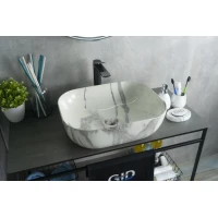 Раковина-чаша GID K397G125 50x40 см, накладная, cерый мрамор
