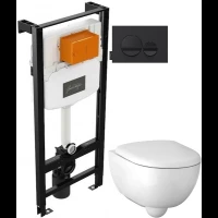 Комплект подвесной унитаз Geberit Renova Compact 500.803.00.1 + система инсталляции Jacob Delafon E24156-NF + E20859-7-BMT