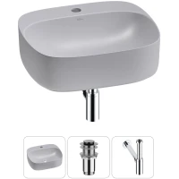 Раковина-чаша Wellsee Ideal 20214172R 50x42 см, накладная, серый матовый, с донным клапаном и сифоном