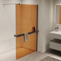 Душевая перегородка Vincea Walk-In VSW-1HR900GSGM 90 см, профиль вороненая сталь, стекло янтарное