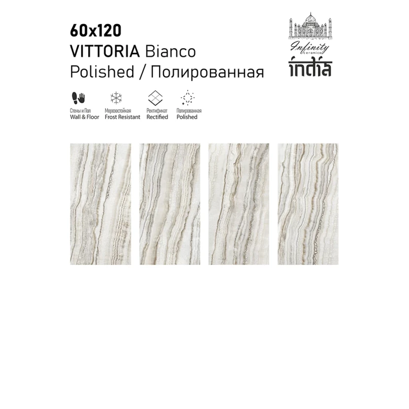 Керамогранит Infinity Ceramica VITTORIA Bianco Polished 60х120