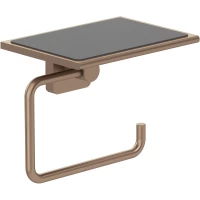 Держатель туалетной бумаги Kludi Vela S 25971N1 с полкой для телефона, бронза матовая