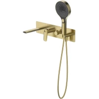 Смеситель для ванны Cezares Metauro METAURO-VDIM2-BORO встраиваемый, с душевым гарнитуром, золотой матовый