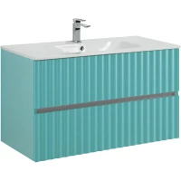 Тумба под раковину Art&Max Elegant AM-ELEGANT-1000-2C-SO-MM-LED 100 см, подвесная, с LED-подсветкой ручек, ментол матовый