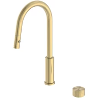 Смеситель для кухни Feramolli Sole S519GL CoolStart, с выдвижным изливом, золотой матовый