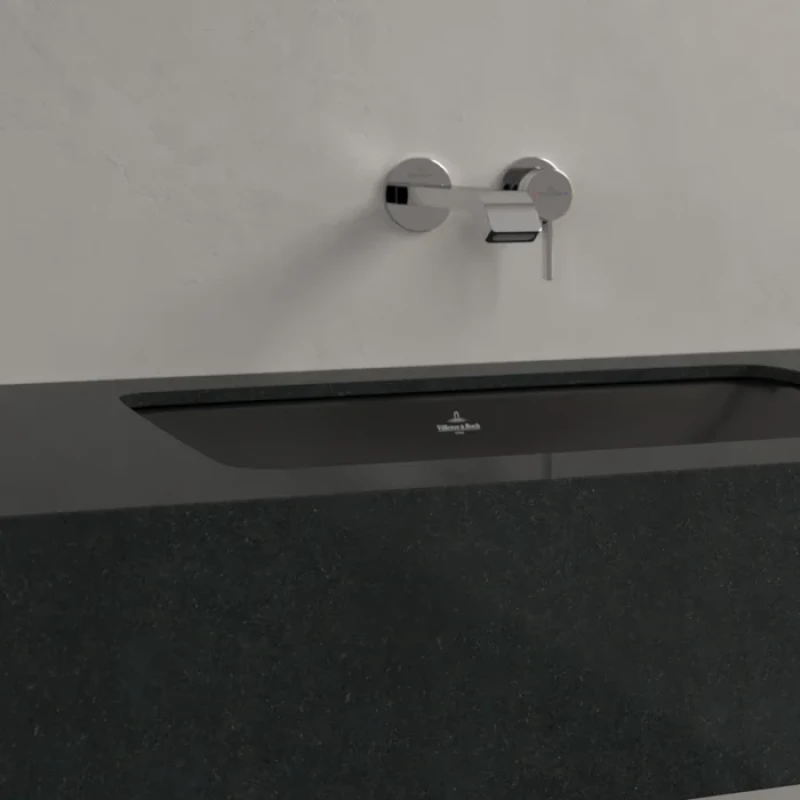 Раковина Villeroy & Boch Loop & Friends 4A5700R7 60,5x41 см, встраиваемая снизу, черный матовый Раковина Villeroy & Boch Loop & Friends 4A5700R7 60,5x41 см, встраиваемая снизу, черный матовый