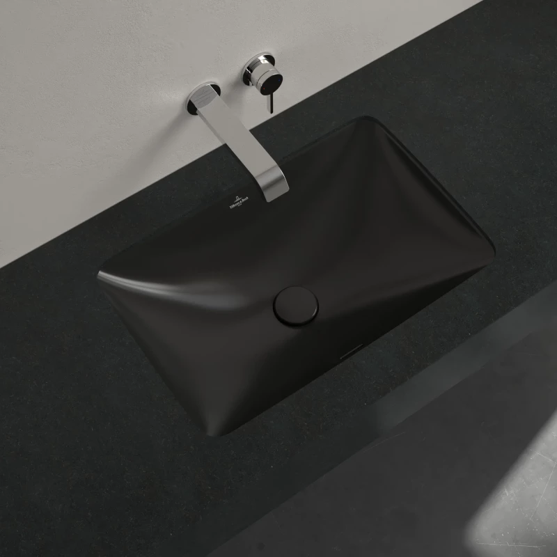 Раковина Villeroy & Boch Loop & Friends 4A5700R7 60,5x41 см, встраиваемая снизу, черный матовый Раковина Villeroy & Boch Loop & Friends 4A5700R7 60,5x41 см, встраиваемая снизу, черный матовый