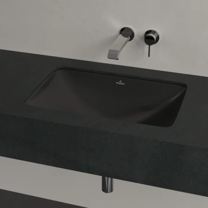 Раковина Villeroy & Boch Loop & Friends 4A5700R7 60,5x41 см, встраиваемая снизу, черный матовый Раковина Villeroy & Boch Loop & Friends 4A5700R7 60,5x41 см, встраиваемая снизу, черный матовый