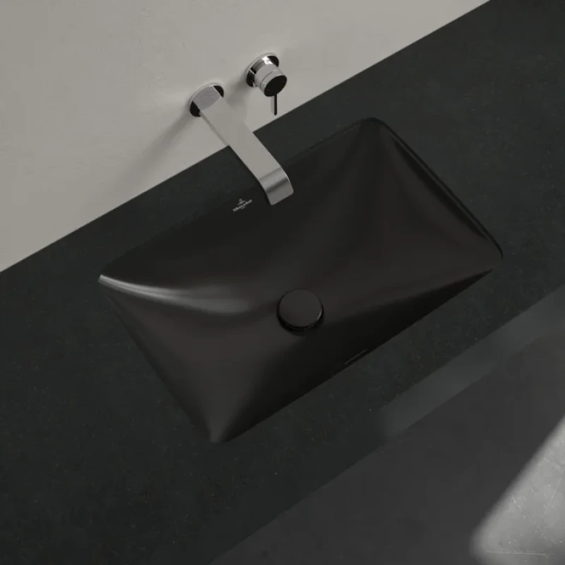 Раковина Villeroy & Boch Loop & Friends 4A5700R7 60,5x41 см, встраиваемая снизу, черный матовый Раковина Villeroy & Boch Loop & Friends 4A5700R7 60,5x41 см, встраиваемая снизу, черный матовый