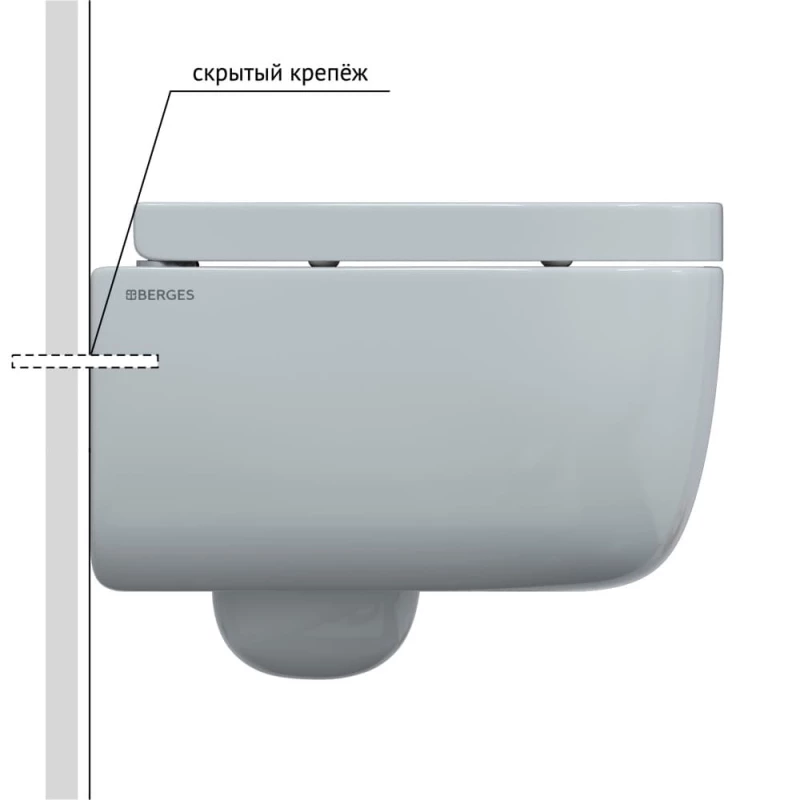Унитаз подвесной Berges Mascon 082128 безободковый, с сиденьем микролифт, белый