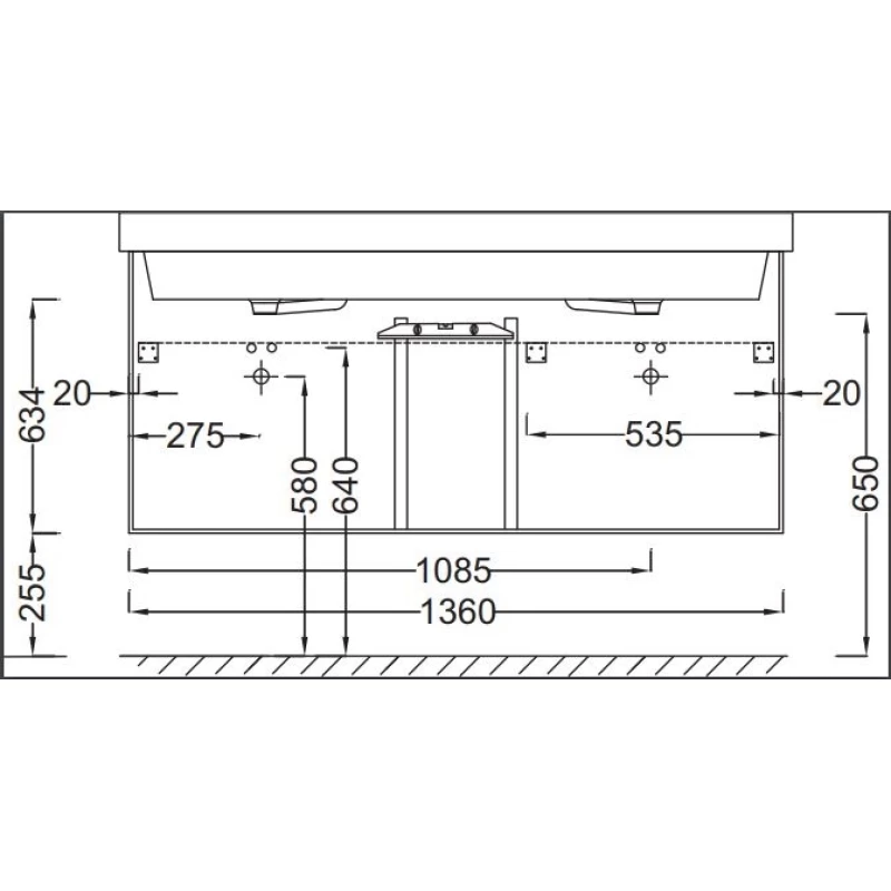 Тумба медный бетон 136 см 4 ящика и 1 дверца  Jacob Delafon Soprano EB1332-N28