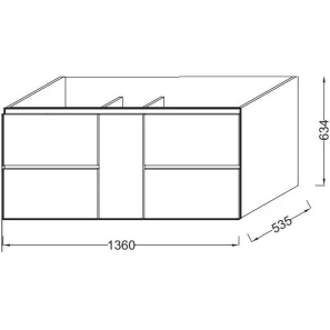 Изображение товара тумба медный бетон 136 см 4 ящика и 1 дверца  jacob delafon soprano eb1332-n28