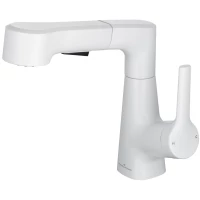 Смеситель для раковины Wonzon & Woghand WW-121B108-MW с выдвижным изливом, белый матовый