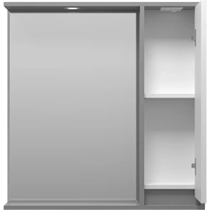 Изображение товара зеркальный шкаф brevita balaton bal-04080-01-01п 77,6x80 см r, с подсветкой, выключателем, белый матовый/серый матовый