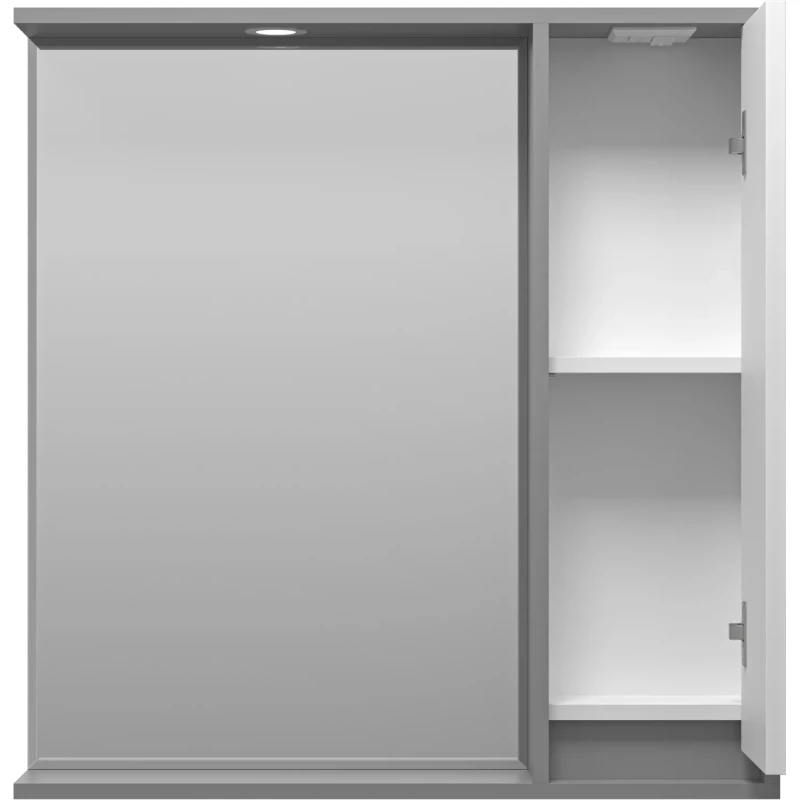 Зеркальный шкаф Brevita Balaton BAL-04080-01-01П 77,6x80 см R, с подсветкой, выключателем, белый матовый/серый матовый