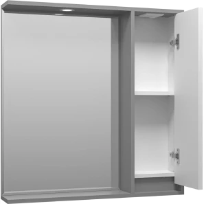 Изображение товара зеркальный шкаф brevita balaton bal-04080-01-01п 77,6x80 см r, с подсветкой, выключателем, белый матовый/серый матовый