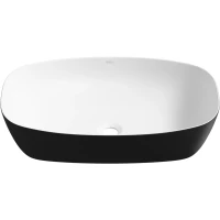 Раковина-чаша Wellsee Ground Breaking 337706000 61x39 см, накладная, белый матовый/черный матовый