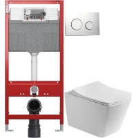 Комплект подвесной унитаз Art&Max Techno AM9310CHR/SC + система инсталляции Tece 9300302 + 9240921