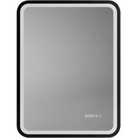 Зеркало Art&Max Genova AM-Gen-600-800-S-F-Т 60x80 см, с LED-подсветкой, сенсорным выключателем, часами, черный матовый
