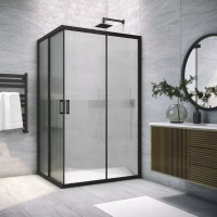 Душевой уголок Vegas Glass ZA-F NOVO h2000 120*110 02M Moru 120x110 см, профиль черный матовый, стекло рифленое
