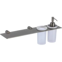 Стакан для зубных щеток с дозатором для жидкого мыла Savol S-002169Q настенный, графит