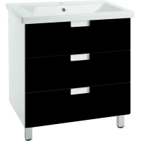 Тумба с раковиной черный глянец/белый глянец 89,5 см Bellezza Пегас 4630415140044 + 5902115715303