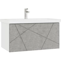 Тумба под раковину Vigo Geometry 035 бетон 76,6 см, подвесная, бетон/белый матовый