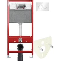 Инсталляция для унитаза Tece TECEloop 9300302 + 9200010 + 9380014 + 9240650 с кнопкой смыва, белый