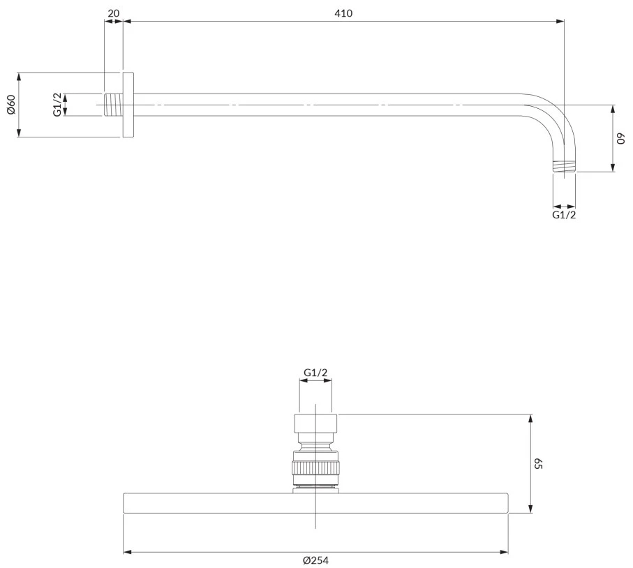 Верхний душ 254 мм Omnires Slimline WGSET1BL - фото 2