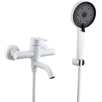 Смеситель для ванны Fmark FS8206W с душевым гарнитуром, белый