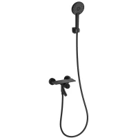Смеситель для ванны Wonzon & Woghand Click WW-FE05L221-MB с душевым гарнитуром, черный матовый