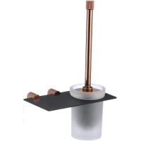 Ёршик Savol S-002194HD с полкой для телефона, настенный, черный матовый/розовое золото