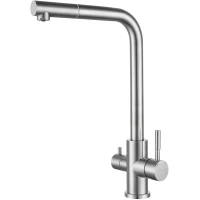 Смеситель для кухни GranFest Z-5421 с подключением к фильтру, нержавеющая сталь