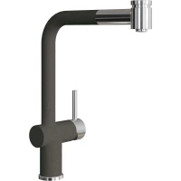 Смеситель для кухни Florentina Палермо 317.08H.1223.102 с выдвижным изливом, нержавеющая сталь/черный