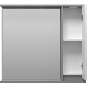 Изображение товара зеркальный шкаф brevita balaton bal-04090-01-01п 88,2x80 см r, с подсветкой, выключателем, белый матовый/серый матовый