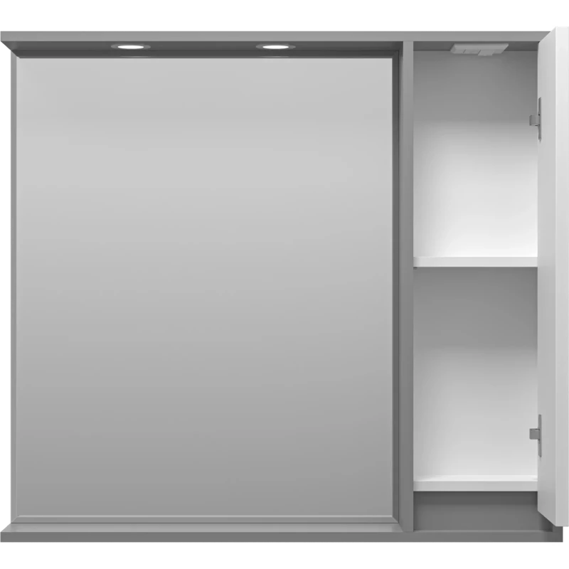 Зеркальный шкаф Brevita Balaton BAL-04090-01-01П 88,2x80 см R, с подсветкой, выключателем, белый матовый/серый матовый