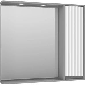 Изображение товара зеркальный шкаф brevita balaton bal-04090-01-01п 88,2x80 см r, с подсветкой, выключателем, белый матовый/серый матовый