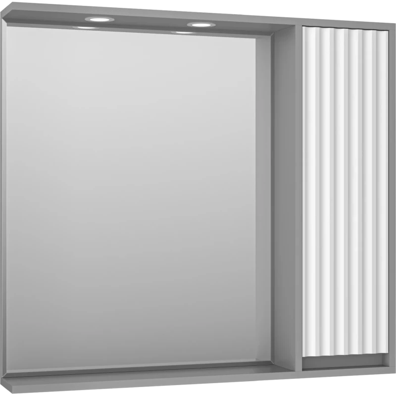 Зеркальный шкаф Brevita Balaton BAL-04090-01-01П 88,2x80 см R, с подсветкой, выключателем, белый матовый/серый матовый