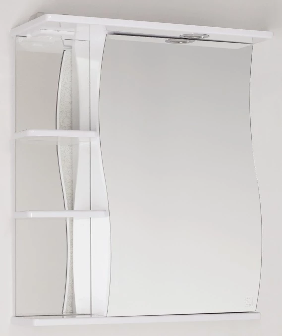 зеркальный шкаф 55x83 см белый глянец style line панда фьюжн лс 00000077 Зеркальный шкаф 60x73 см белый глянец Style Line Волна ЛС-00000121