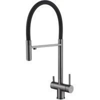 Смеситель для кухни Abber Wasser Kreis AF81141NG с подключением к фильтру, гибким изливом, оружейная сталь матовый