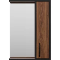 Зеркальный шкаф Misty Кедр П-Кед04050-011П 50x72 см R, черный матовый/орех