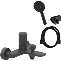 Смеситель для ванны AQG Tube 01TUB417NG с душевым гарнитуром, черный матовый